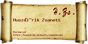 Huszárik Zsanett névjegykártya